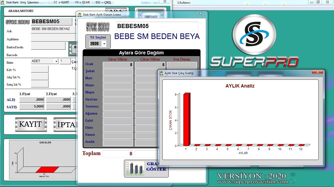 SuperPRO ekran görüntüsü 10 — satış, stok ve raporlama