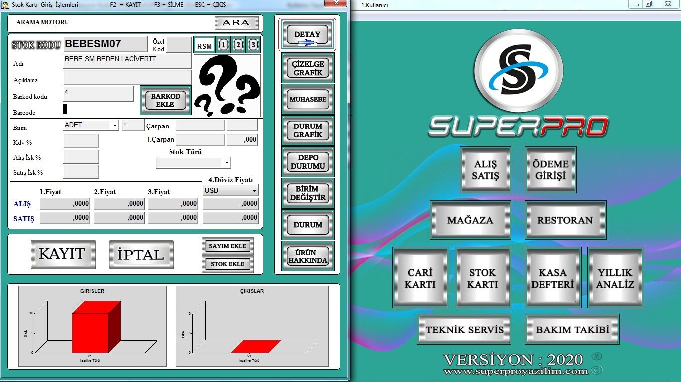 SuperPRO ekran görüntüsü 4 — satış, stok ve raporlama