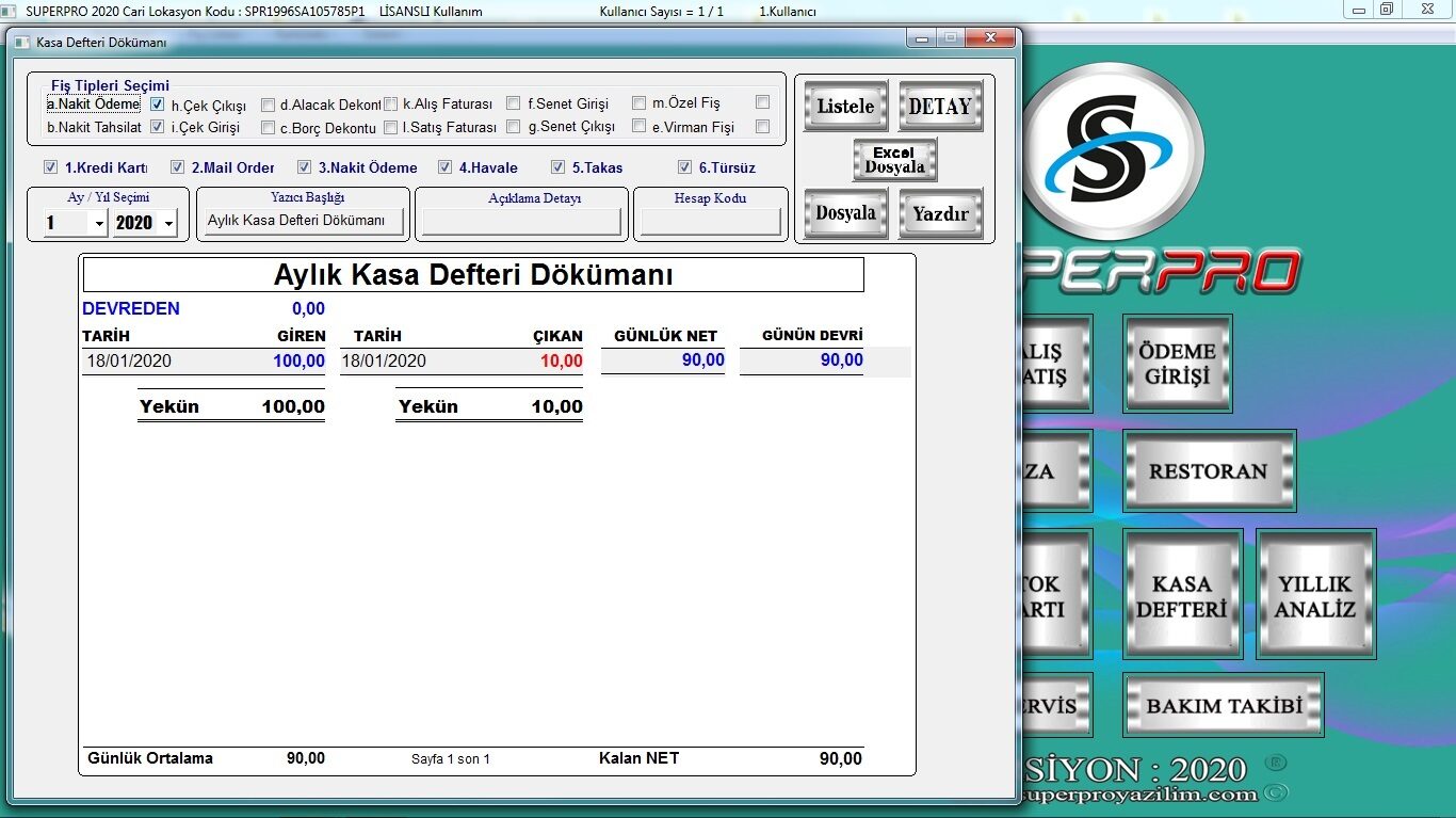 SuperPRO ekran görüntüsü 9 — satış, stok ve raporlama