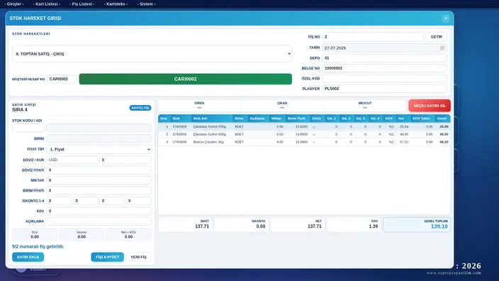 SuperPRO web uygulaması — Alış / satış işlemleri